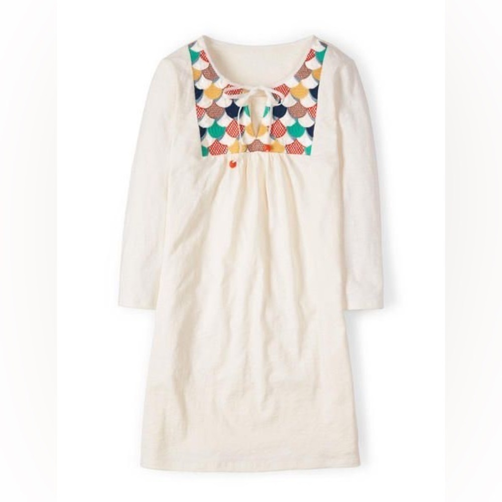 Boden White Tunic Dress with Colorful Embroidery (Size US 10) - Picture 3 of 11